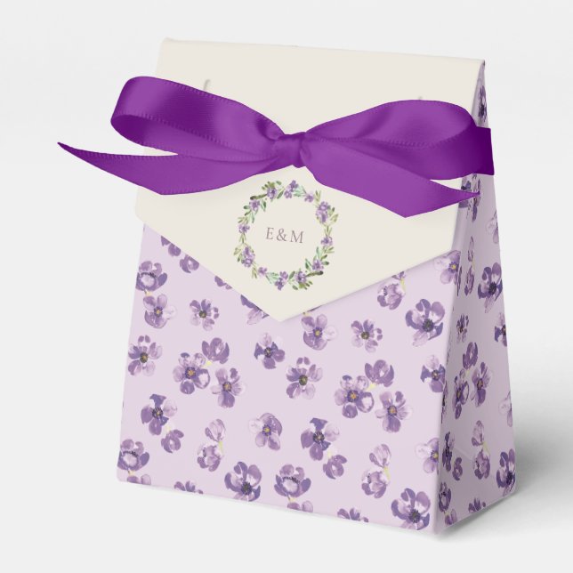 Lila Botanische Blume Hochzeit Geschenkschachtel (Vorderseite)
