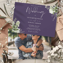 Lila Botanische Grünen Foto Hochzeit Einladung
