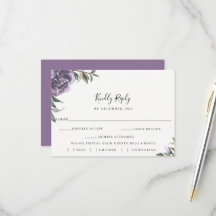 Lila botanische Hochzeitskarte