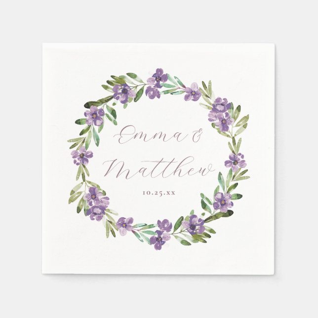 Lila Botanische Keilzeitschrift Serviette (Vorderseite)