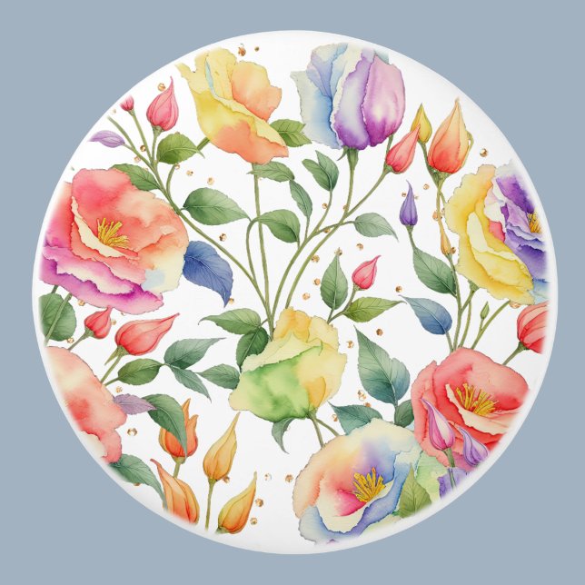 Lila botanische Rose Keramikknauf (Von Creator hochgeladen)