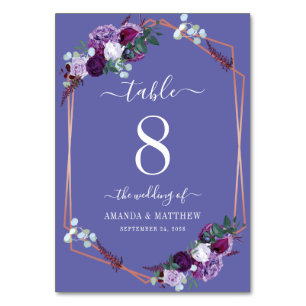 Lila botanische Rose Tischnummer