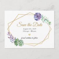 Lila botanische Save the Date-Postkarte