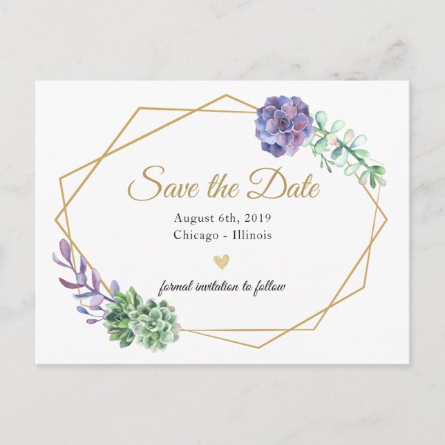 Lila botanische Save the Date-Postkarte Ankündigungspostkarte (Vorderseite)