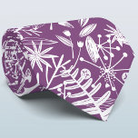 Lila botanische Silhouette Krawatte<br><div class="desc">Botanische Silhouetten von Blumen und Blättern von Blätter und Blume auf lila Hintergrund. Originelle Kunst von Nic Squirrell.</div>