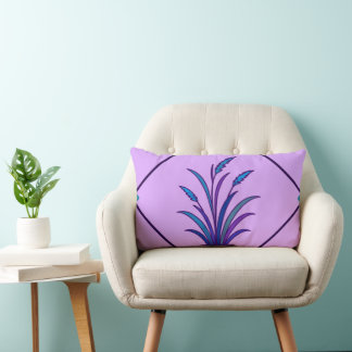 Lila Botanisches Grasdesign | Moderne Dekoration Lendenkissen