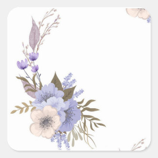 Lila Boutique-Stil floral Quadratischer Aufkleber