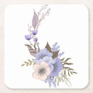 Lila Boutique-Stil floral Rechteckiger Pappuntersetzer