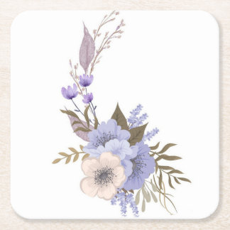 Lila Boutique-Stil floral Rechteckiger Pappuntersetzer