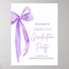 Lila Bow Coquette Graduation Party Willkommen Poster