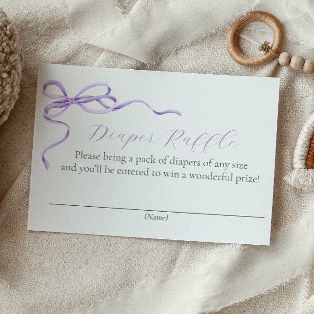 Lila Bow Diaper-Raffellenkarte Begleitkarte (Von Creator hochgeladen)