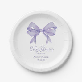 Lila Bow Girl Babydusche Pappteller