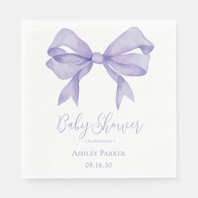Lila Bow Girl Babydusche Serviette (Vorderseite)