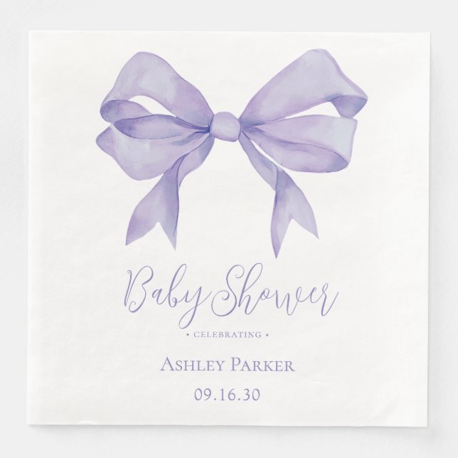 Lila Bow Girl Babydusche Serviette (Vorderseite)