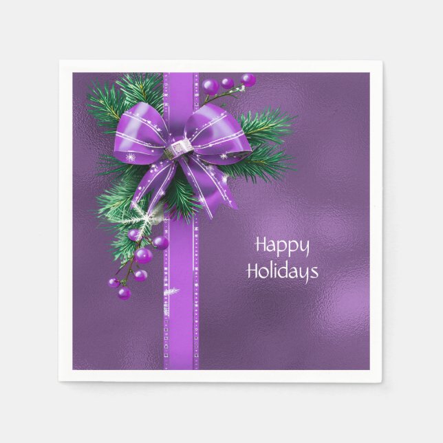 Lila Bow Holiday Napkin Serviette (Vorderseite)