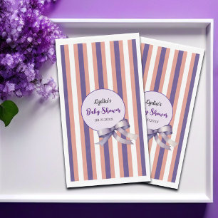 Lila Bow Lines Moderne Babydusche Serviette