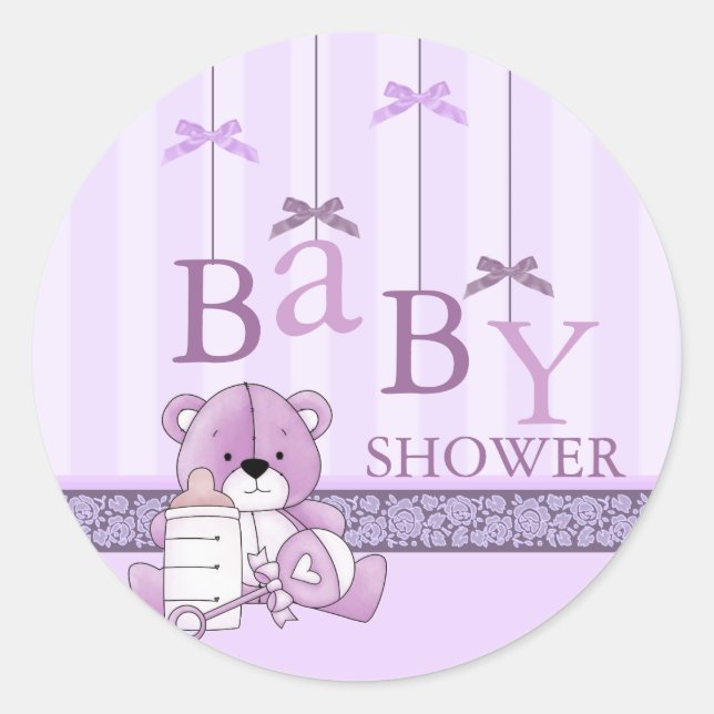 Lila Bow Mobile Baby Shooter-Aufkleber Runder Aufkleber (Vorderseite)