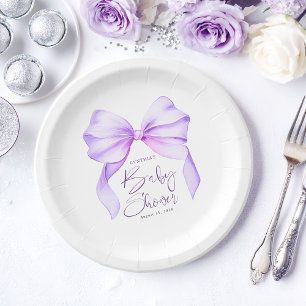 Lila Bow Niedlich Baby Dusche Pappteller