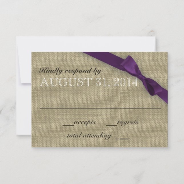 Lila Bow-Response-Karte RSVP Karte (Vorderseite)