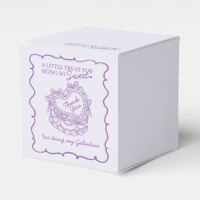 Lila Bow Retro Herz Coquette Cake Galentine Geschenkschachtel (Vorderseite)