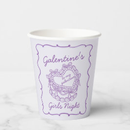 Lila Bow Retro Herz Coquette Cake Galentine Pappbecher