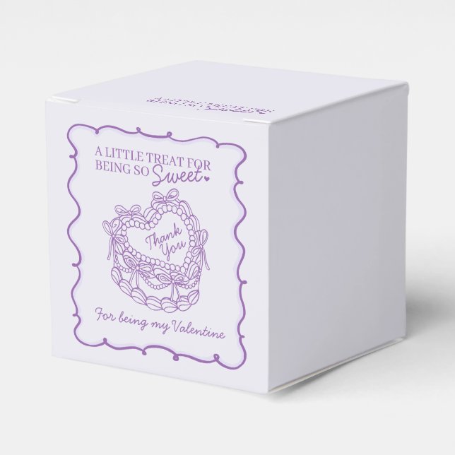 Lila Bow Retro Herz Coquette Cake Valentine Geschenkschachtel (Vorderseite)
