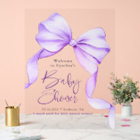 Lila Bow Ribbon Babydusche Willkommen
