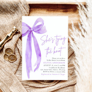 Lila Bow Sie bindet das Brautparty des Knotens Einladung
