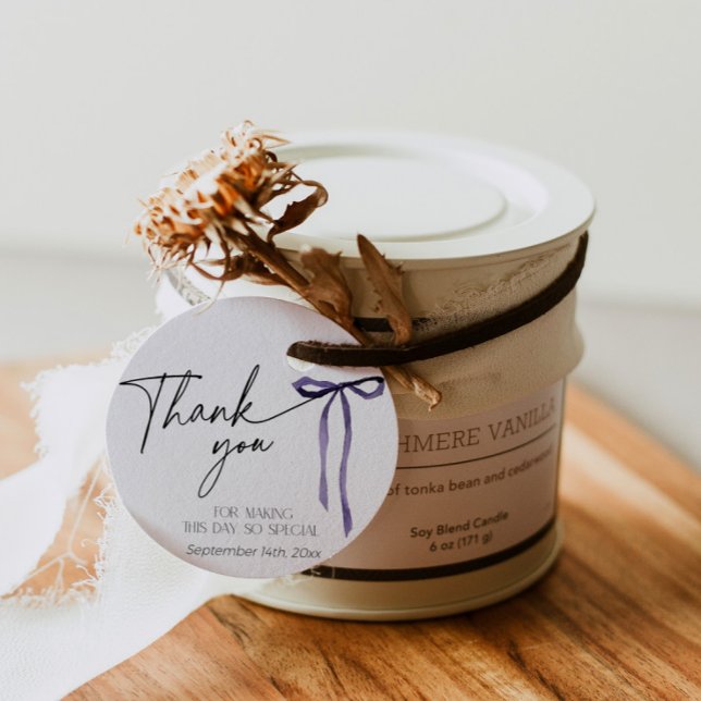 Lila Bow Vielen Dank Brautparty Moody Geschenk Geschenkanhänger (Purple bow round thank you tag)