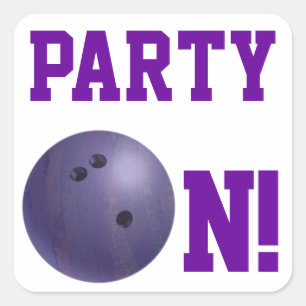 Lila Bowling-Ball-Party auf Aufkleber