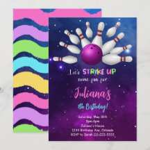 Lila Bowling Einladung zum Geburtstag