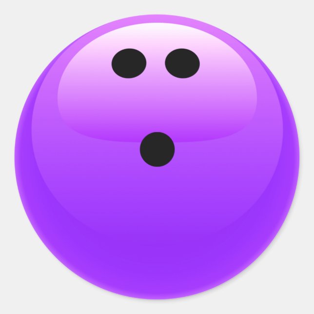 Lila Bowling Runder Aufkleber (Vorderseite)
