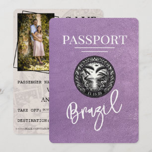 Lila Brasilien Reisepass Save The Date
