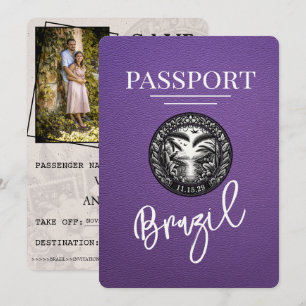 Lila Brasilien Reisepass Save The Date