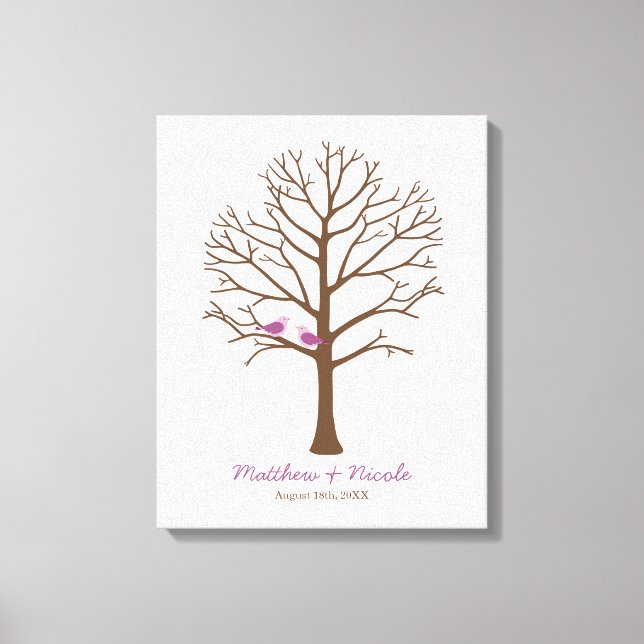Lila Braun-Fingerabdruck-Tree-Hochzeit Leinwanddruck (Vorderseite)