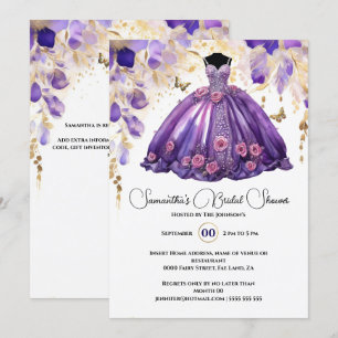 Lila Braut zu floralen Blume Brautparty Einladung