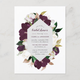 Lila Brautparty aus Gold und Plum Einladungspostkarte