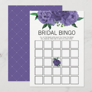 Lila Brautparty-Bingo-Game-Karte mit Blumenläden Einladung