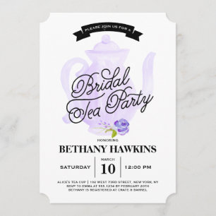 Lila Brautparty des Tee-Party- Einladung