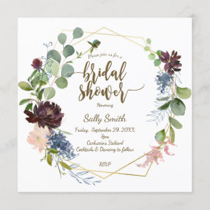 lila Brautparty für geometrische Blumenmuster Einladung