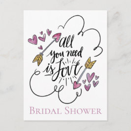 Lila Brautparty Liebe Hearts Arrow Hochzeit Einladungspostkarte