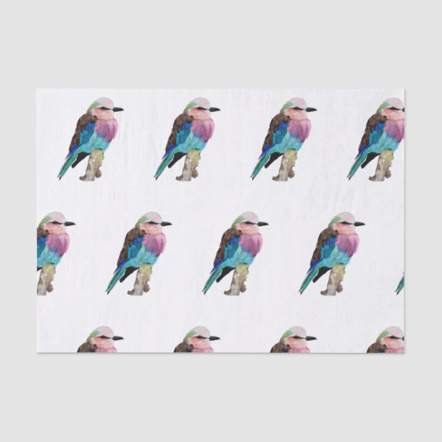 Lila Breasted Rollen-Vogel Seidenpapier (Vorderseite)