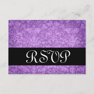 Lila Brocade UAWG Wedding Response Card V RSVP Karte