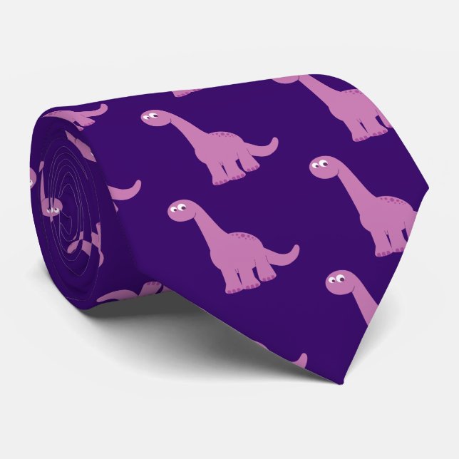 Lila Brontosaurus Dinosaurier Krawatte (Gerollt)