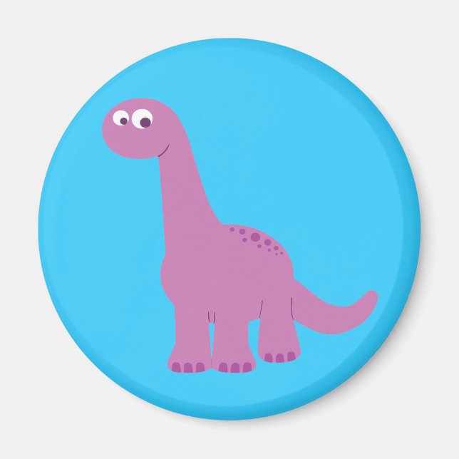 Lila Brontosaurus Dinosaurier Magnet (Vorne)