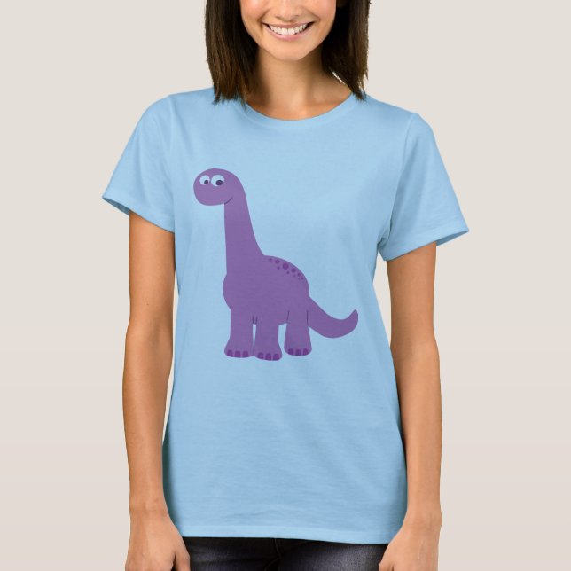 Lila Brontosaurus Dinosaurier T-Shirt (Vorderseite)