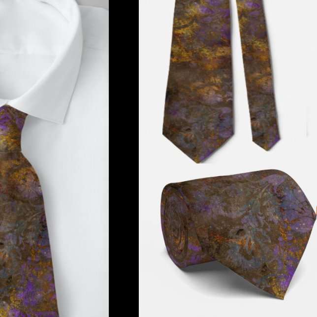 Lila Brown Floral Abstrakt Neck Tie Krawatte (Von Creator hochgeladen)