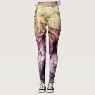Lila Brown Smoking Dust Abstrakt Leggings