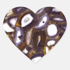 Lila-Brown-White-Agate-Design Herz-Aufkleber