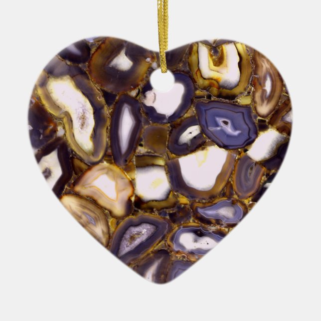 Lila-Brown-White-Agate-Design Keramik Ornament (Vorne)